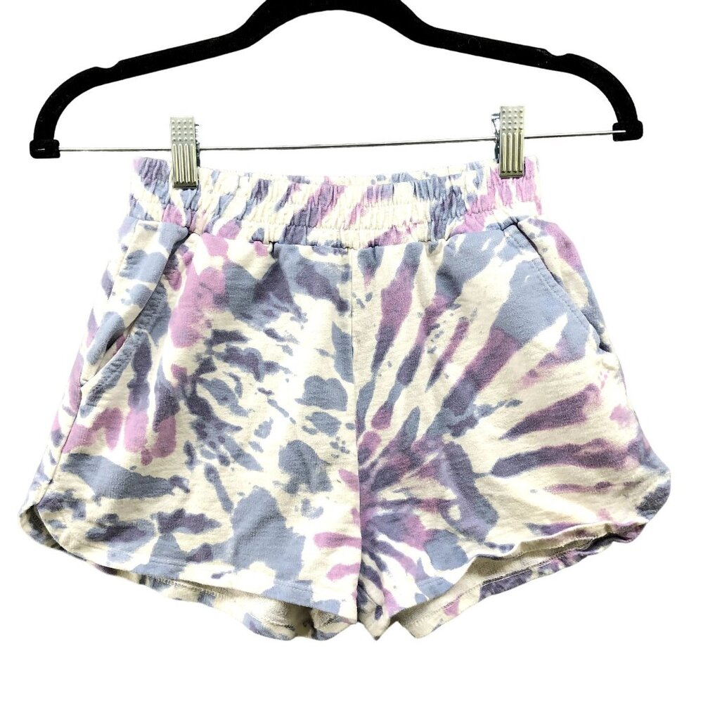 H&M Youth Girls Size 18 Sweat Shorts Blue Purple Tie Dye Pull On Cotton Sporty‎